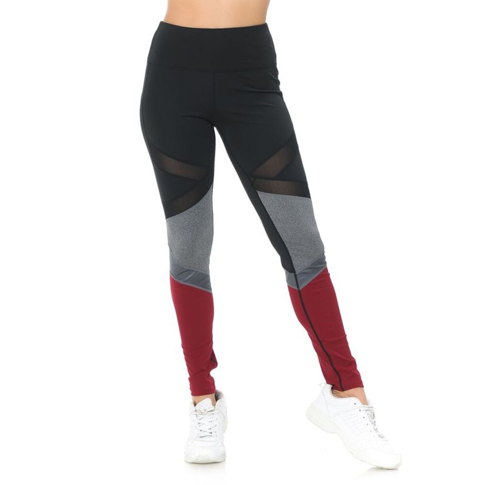 World of Leggings Sassy Sport Contour Mesh Color Block Workout Leggings
